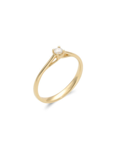 Anillo-Solitario Oro Amarillo Y Diamante