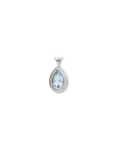 Colgante Oro Blanco, Aguamarina Y Diamantes