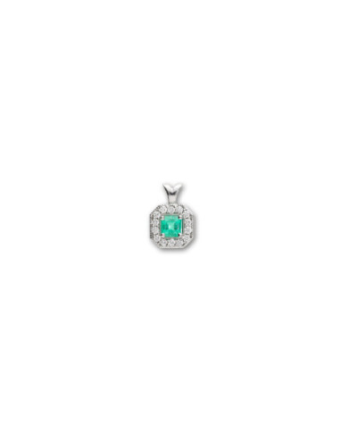 Colgante Oro Blanco, Esmeralda Y Diamantes