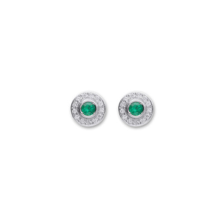 Pendientes Oro Blanco, Esmeralda Y Diamantes. Género: Mujer. Material: Oro blanco. Piedras: Diamantes,Esmeraldas