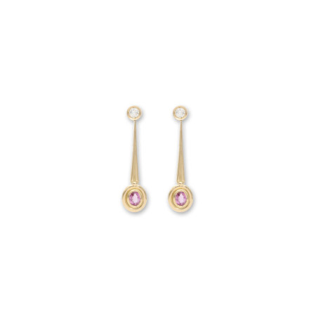 Pendientes Oro Amarillo, Diamante Y Zafiro. Género: Mujer. Material: Oro amarillo. Piedras: Diamantes,Zafiros