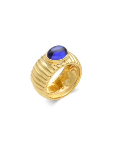 Anillo Plata Chapada Y Piedra Azul