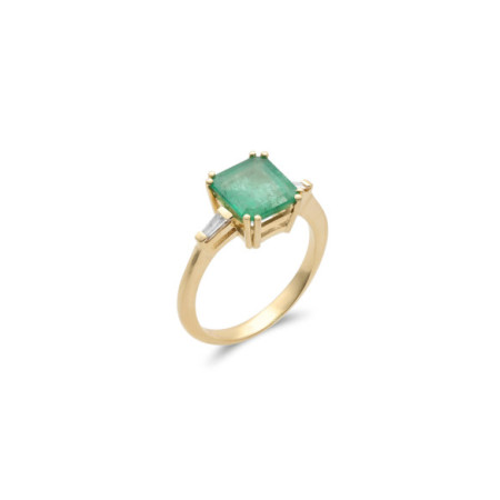 Anillo Oro Amarillo, Esmeralda Y Diamantes. Género: Mujer. Material: Oro amarillo. Piedras: Diamantes,Esmeraldas