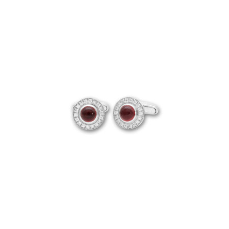 Gemelos Plata, Circonitas Y Rubí. Género: Hombre. Material: Plata. Piedras: Otras gemas,Circonitas