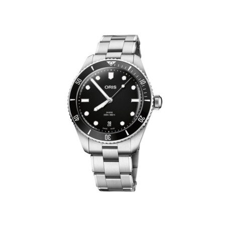 Reloj Oris Divers Date 01 733 7795 4054-Set. Género: Mujer,Hombre. Material: Acero,Cerámica. Tamaño: De 39mm a 42mm. Correa: Acero. Color esfera: Negro. Estilo: Deportivo. Movimiento: Automático. Características técnicas: Hora y segundero,Calendario,Reserva de marcha