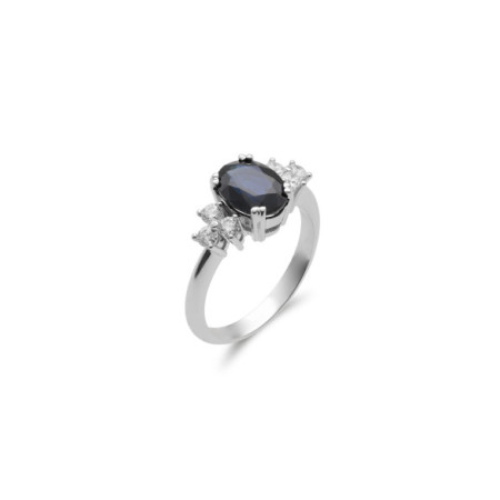 Anillo Oro Blanco, Zafiro Y Diamantes. Género: Mujer. Material: Oro blanco. Piedras: Diamantes,Zafiros