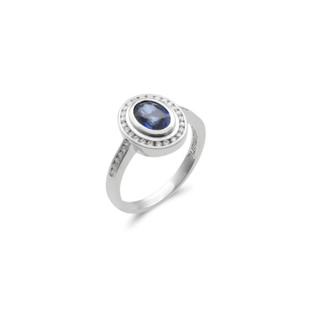 Anillo Oro Blanco, Zafiro Y Diamantes. Género: Mujer. Material: Oro blanco. Piedras: Diamantes,Zafiros