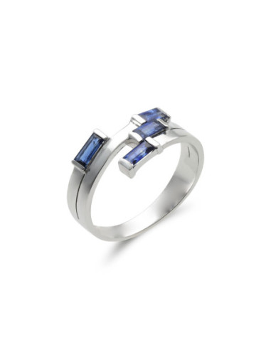 Anillo Oro Blanco Y Zafiros