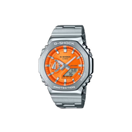 Reloj Casio G-Shock GM-2110D-4AER. Género: Mujer,Hombre. Material: Acero,Resina. Tamaño: De 43mm a 46mm. Correa: Acero. Color esfera: Naranja. Estilo: Casual,Deportivo. Movimiento: Cuarzo. Características técnicas: Hora y segundero,Calendario,Multifunción