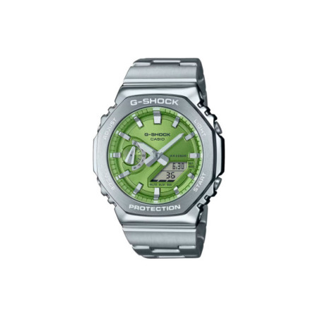 Reloj Casio G-Shock GM-2110D-3AER. Género: Mujer,Hombre. Material: Acero,Resina. Tamaño: De 43mm a 46mm. Correa: Acero. Color esfera: Verde. Estilo: Casual,Deportivo. Movimiento: Cuarzo. Características técnicas: Hora y segundero,Calendario,Multifunción
