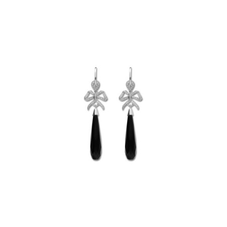 Pendientes Oro Blanco, Diamantes Y Ónix. Género: Mujer. Material: Oro blanco. Piedras: Diamantes,Onix