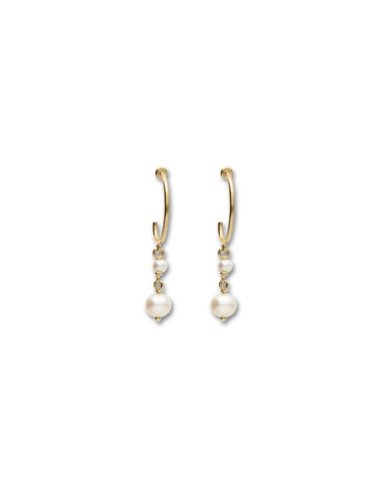 Argollas Oro Amarillo Y Perlas
