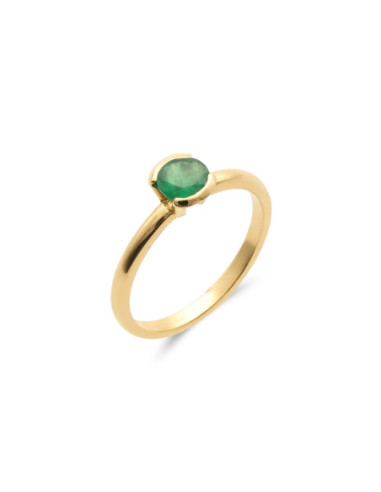 Anillo Oro Amarillo Y Esmeralda