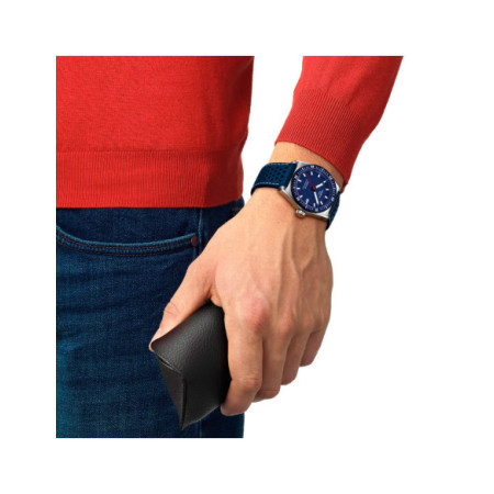 Reloj Tissot PR516 Powermatic 80 T149.407.16.041.00. Género: Hombre. Material: Acero. Tamaño: De 32mm a 38mm. Correa: Piel. Color esfera: Azul. Estilo: Deportivo. Movimiento: Automático. Características técnicas: Hora y segundero,Calendario,Reserva de marcha