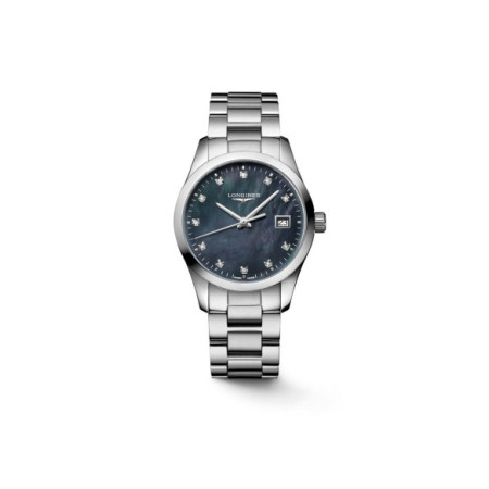 Reloj Longines Conquest Classic L2.386.4.88.6. Género: Mujer. Material: Acero. Tamaño: De 32mm a 38mm. Correa: Acero. Color esfera: Nácar. Estilo: Clásico,Cocktail. Movimiento: Cuarzo. Características técnicas: Hora y segundero,Calendario