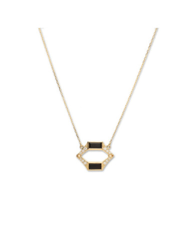 Cadena-Colgante Oro Amarillo, Diamantes Y Ónix
