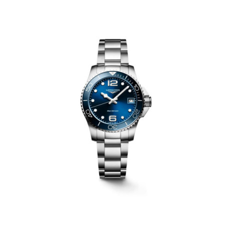 Reloj Longines HydroConquest L3.370.4.96.6. Género: Mujer. Material: Acero. Tamaño: De 32mm a 38mm. Correa: Acero. Color esfera: Azul. Estilo: Deportivo,Casual. Movimiento: Cuarzo. Características técnicas: Hora y segundero,Calendario