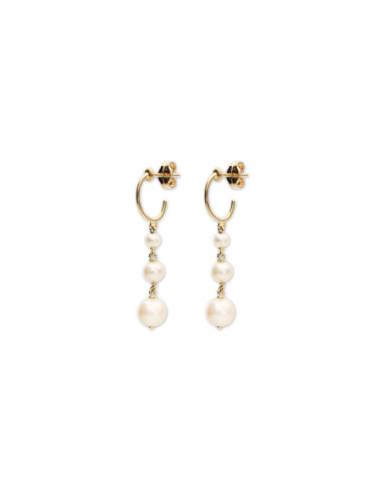 Argollas Oro Amarillo Y Perlas