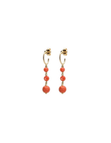 Argollas Oro Amarillo Y Coral