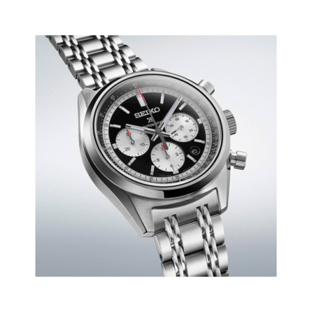 Reloj Seiko Prospex Speedtimer SRQ053J1. Género: Hombre. Material: Acero. Tamaño: De 39mm a 42mm. Correa: Acero. Color esfera: Negro. Estilo: Cocktail,Casual,Deportivo. Movimiento: Automático. Características técnicas: Hora y segundero,Calendario,Reserva de marcha,Cronógrafo