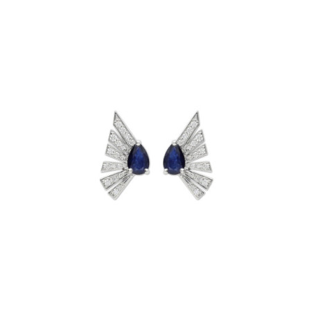 Pendientes Oro Blanco, Zafiro Y Diamantes. Género: Mujer. Material: Oro blanco. Piedras: Diamantes,Zafiros