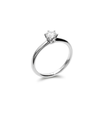 Anillo-Solitario Oro Blanco Y Diamante
