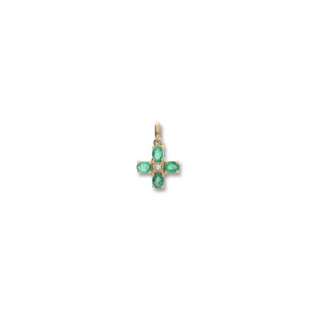 Colgante Oro Amarillo, Esmeraldas Y Diamante. Género: Mujer. Material: Oro amarillo. Piedras: Diamantes,Esmeraldas