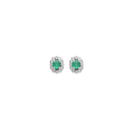 Pendientes Oro Blanco, Esmeralda Y Diamantes. Género: Mujer. Material: Oro blanco. Piedras: Diamantes,Esmeraldas