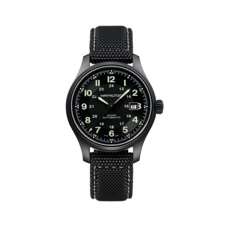 Reloj Hamilton Khaki Field Titanium Auto H70575733. Género: Hombre. Material: Titanio. Tamaño: De 39mm a 42mm. Correa: Caucho. Color esfera: Negro. Estilo: Casual. Movimiento: Automático. Características técnicas: Hora y segundero,Calendario,Reserva de marcha