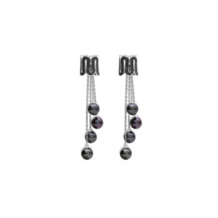 Pendientes Oro Blanco, Diamantes Y Perlas. Género: Mujer. Material: Oro blanco. Piedras: Diamantes,Perlas