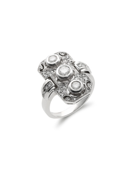 Anillo Oro Blanco Y Diamantes