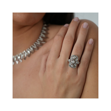 Anillo Oro Blanco Y Diamantes. Género: Mujer. Material: Oro blanco. Piedras: Diamantes