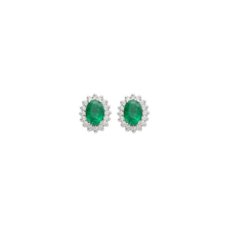 Pendientes Oro Blanco, Esmeralda Y Diamantes. Género: Mujer. Material: Oro blanco. Piedras: Diamantes,Esmeraldas