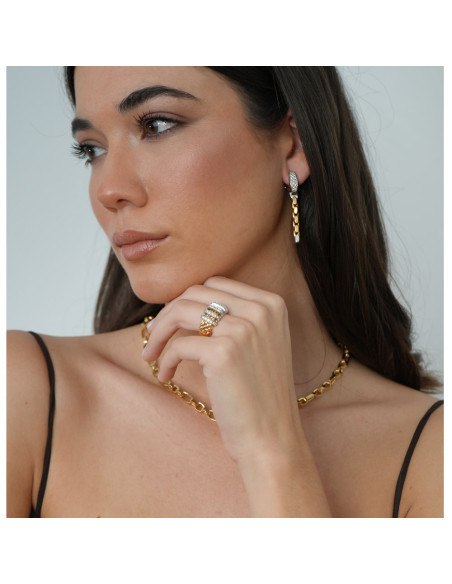 Pendientes Oro Amarillo-Blanco Y Diamantes