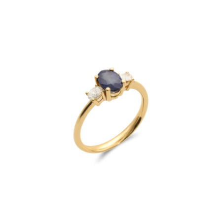 Anillo Oro Amarillo, Zafiro Y Diamantes. Género: Mujer. Material: Oro amarillo. Piedras: Diamantes,Zafiros