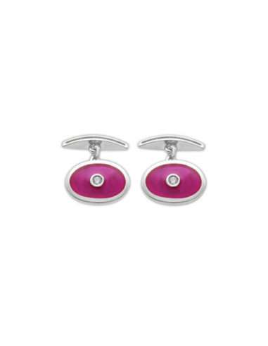 Gemelos Plata, Circonita Y Esmalte Rosa