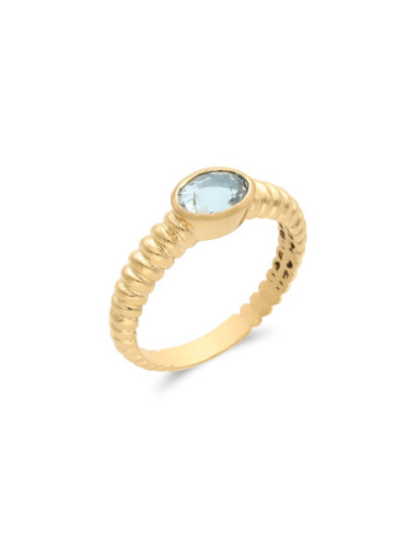 Anillo Oro Amarillo Y Aguamarina