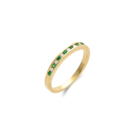 Anillo Oro Amarillo, Esmeralda Y Diamantes. Género: Mujer. Material: Oro amarillo. Piedras: Diamantes,Esmeraldas