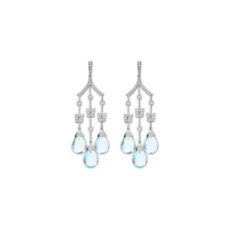 Pendientes Oro Blanco, Diamantes Y Topacios. Género: Mujer. Material: Oro blanco. Piedras: Diamantes,Topacio azul