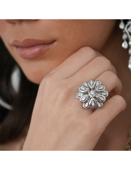 Anillo Oro Blanco Y Diamantes