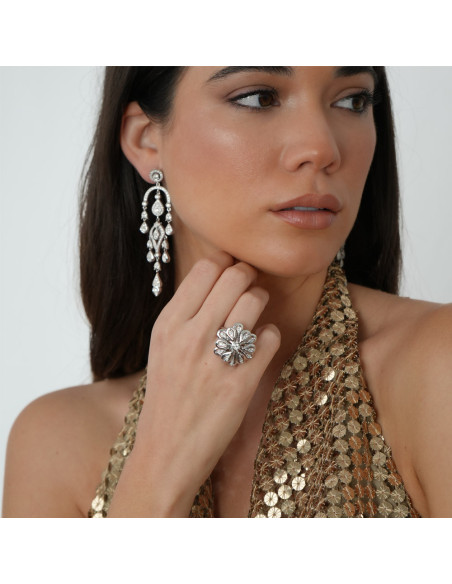 Anillo Oro Blanco Y Diamantes