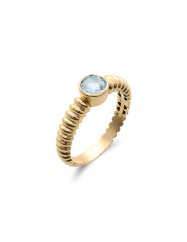 Anillo Oro Amarillo Y Aguamarina