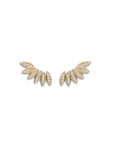 Pendientes Trepadores Oro Amarillo Y Diamantes