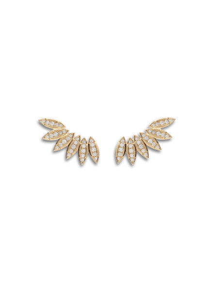 Pendientes Trepadores Oro Amarillo Y Diamantes