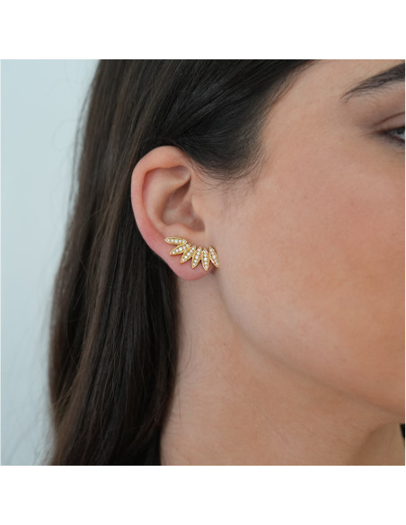 Pendientes Trepadores Oro Amarillo Y Diamantes