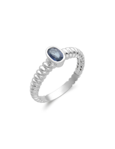 Anillo Oro Blanco Y Zafiro