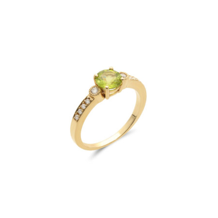 Anillo Oro Amarillo, Peridoto Y Diamantes. Género: Mujer. Material: Oro amarillo. Piedras: Diamantes,Peridoto