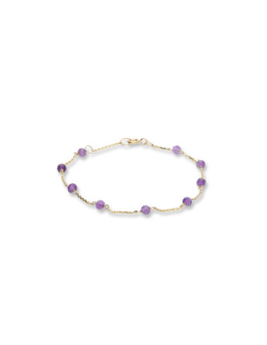 Pulsera Oro Amarillo Y Amatistas