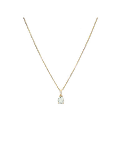 Cadena-Colgante Oro Amarillo, Diamantes Y Aguamarina