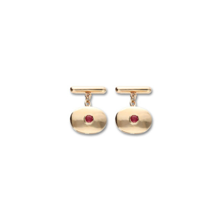 Gemelos Oro Amarillo Y Rubí. Género: Mujer. Material: Oro amarillo. Piedras: Rubies